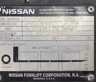 Nissan Forklift 5000lb Silver Built 